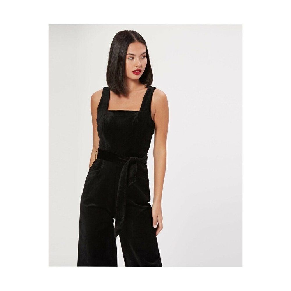 NWT ANTHROPOLOGIE X PAIGE Sz 10 TOPANGA VELVET JUMPSUIT WIDE LEG ONE PIECE BLACK - Picture 6 of 7